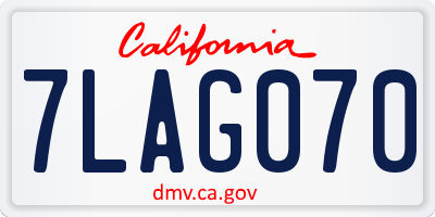 CA license plate 7LAG070