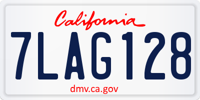 CA license plate 7LAG128
