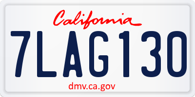 CA license plate 7LAG130
