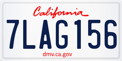 CA license plate 7LAG156