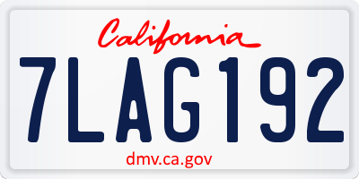CA license plate 7LAG192