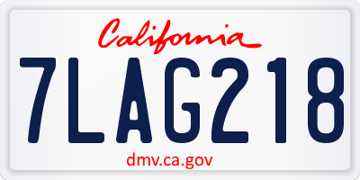 CA license plate 7LAG218