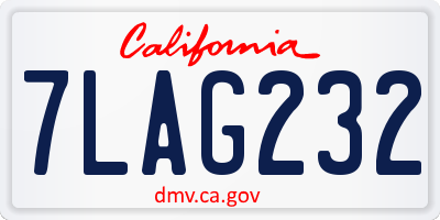 CA license plate 7LAG232