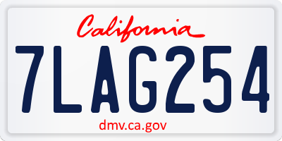 CA license plate 7LAG254