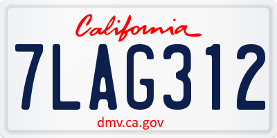 CA license plate 7LAG312