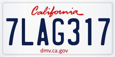 CA license plate 7LAG317