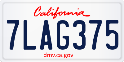 CA license plate 7LAG375