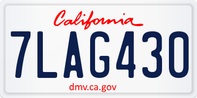 CA license plate 7LAG430