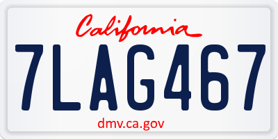 CA license plate 7LAG467