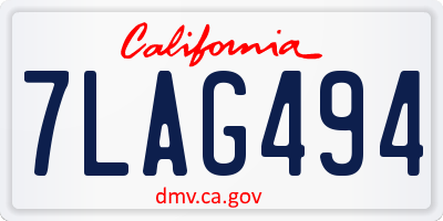 CA license plate 7LAG494