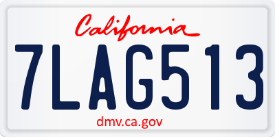 CA license plate 7LAG513
