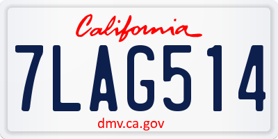 CA license plate 7LAG514