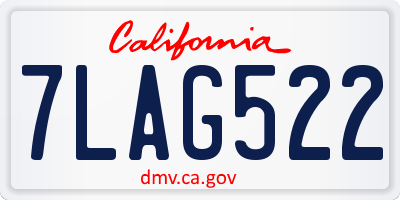 CA license plate 7LAG522