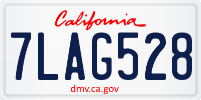 CA license plate 7LAG528