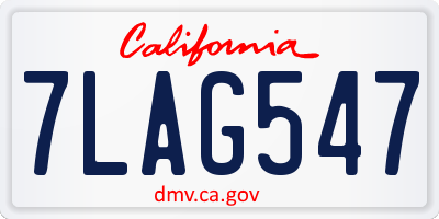 CA license plate 7LAG547