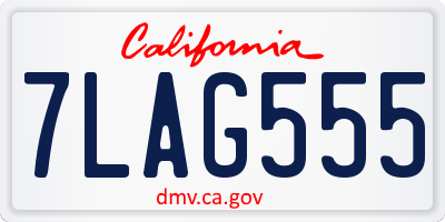 CA license plate 7LAG555