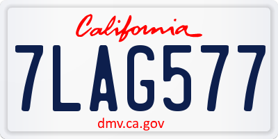 CA license plate 7LAG577