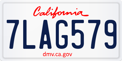 CA license plate 7LAG579