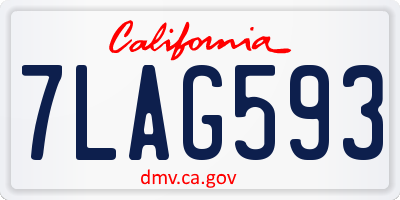 CA license plate 7LAG593