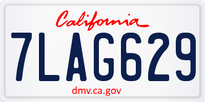 CA license plate 7LAG629