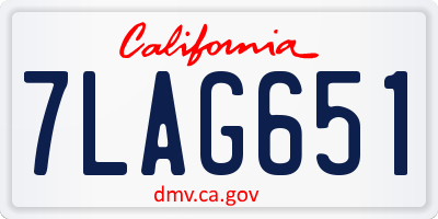 CA license plate 7LAG651