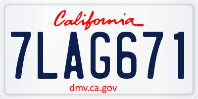 CA license plate 7LAG671