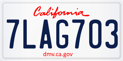 CA license plate 7LAG703