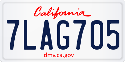 CA license plate 7LAG705