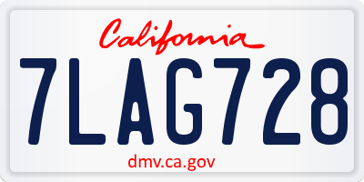 CA license plate 7LAG728