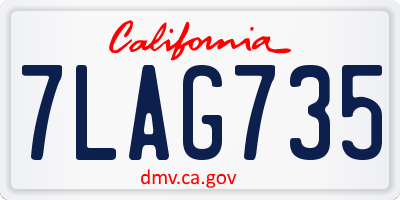CA license plate 7LAG735