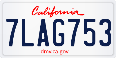 CA license plate 7LAG753