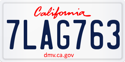 CA license plate 7LAG763