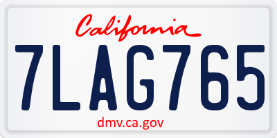 CA license plate 7LAG765
