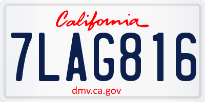 CA license plate 7LAG816
