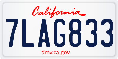 CA license plate 7LAG833