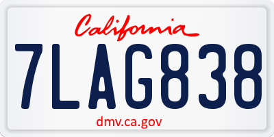CA license plate 7LAG838