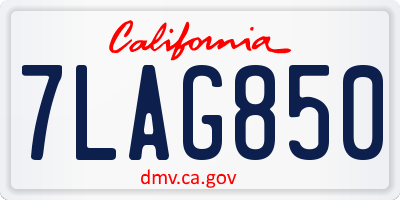 CA license plate 7LAG850