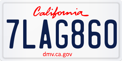 CA license plate 7LAG860