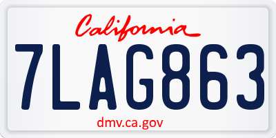 CA license plate 7LAG863