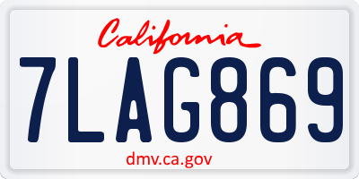 CA license plate 7LAG869