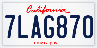 CA license plate 7LAG870