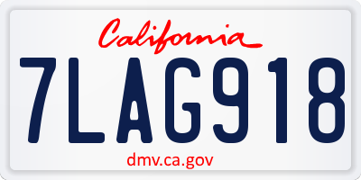 CA license plate 7LAG918