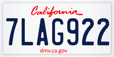 CA license plate 7LAG922