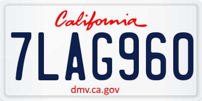 CA license plate 7LAG960