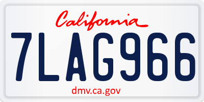 CA license plate 7LAG966