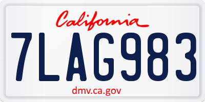 CA license plate 7LAG983