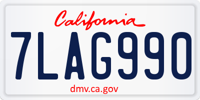CA license plate 7LAG990