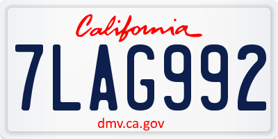 CA license plate 7LAG992