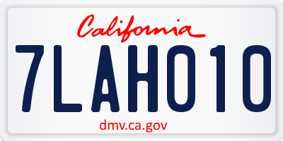 CA license plate 7LAH010