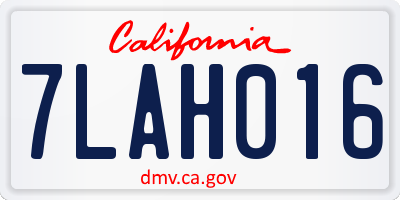CA license plate 7LAH016